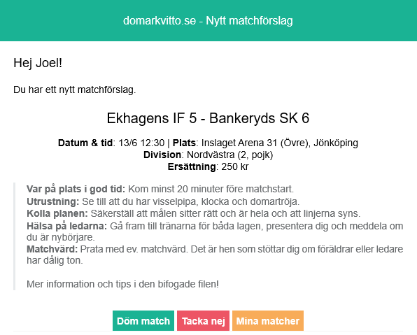 Gör matchförslaget till en del av domarutbildningen – bild 2