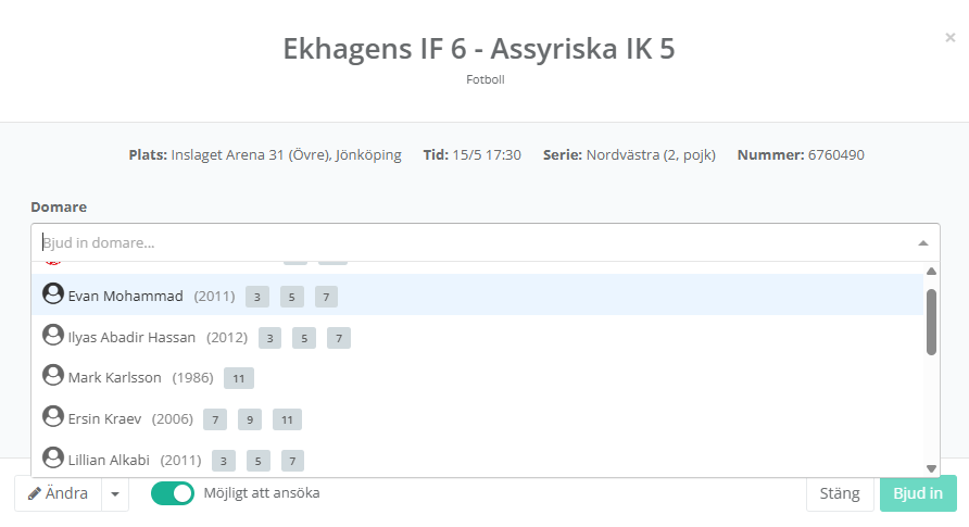 Födeleseår vid matchförslag – bild 1