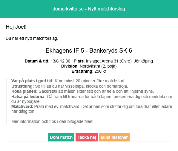 Föreningsunik information i matchförslag – bild 1