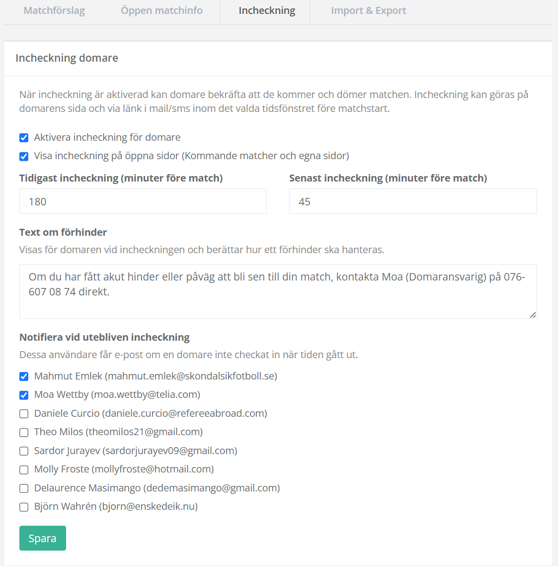 Incheckning för domare – bild 1