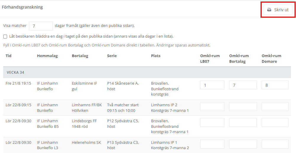 Utskrift Öppen matchinfo – bild 1